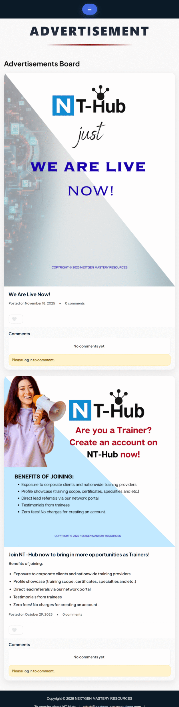 NT-Hub Homepage