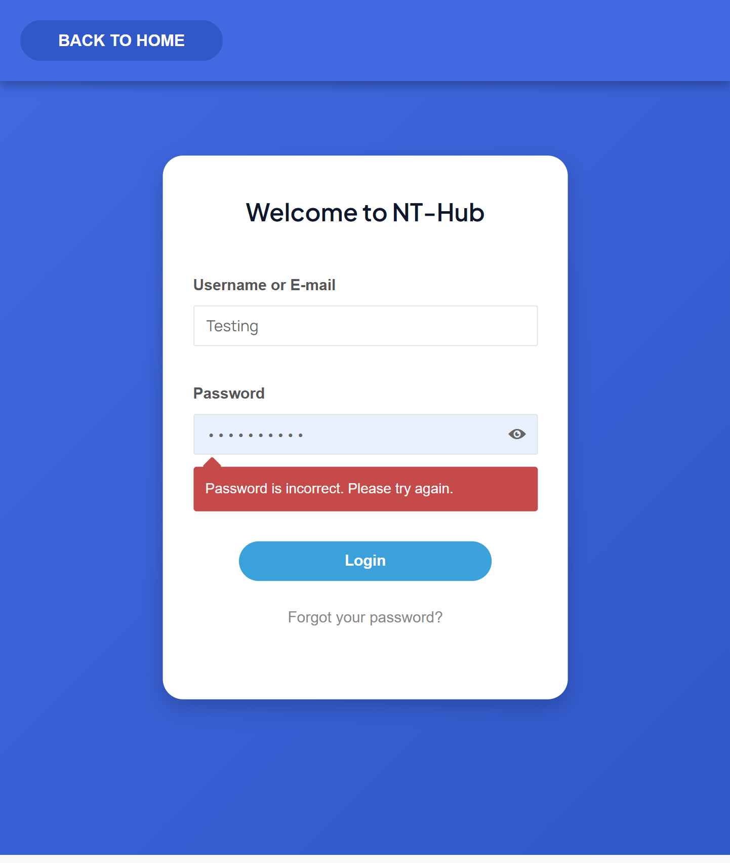 NT-Hub Login Page